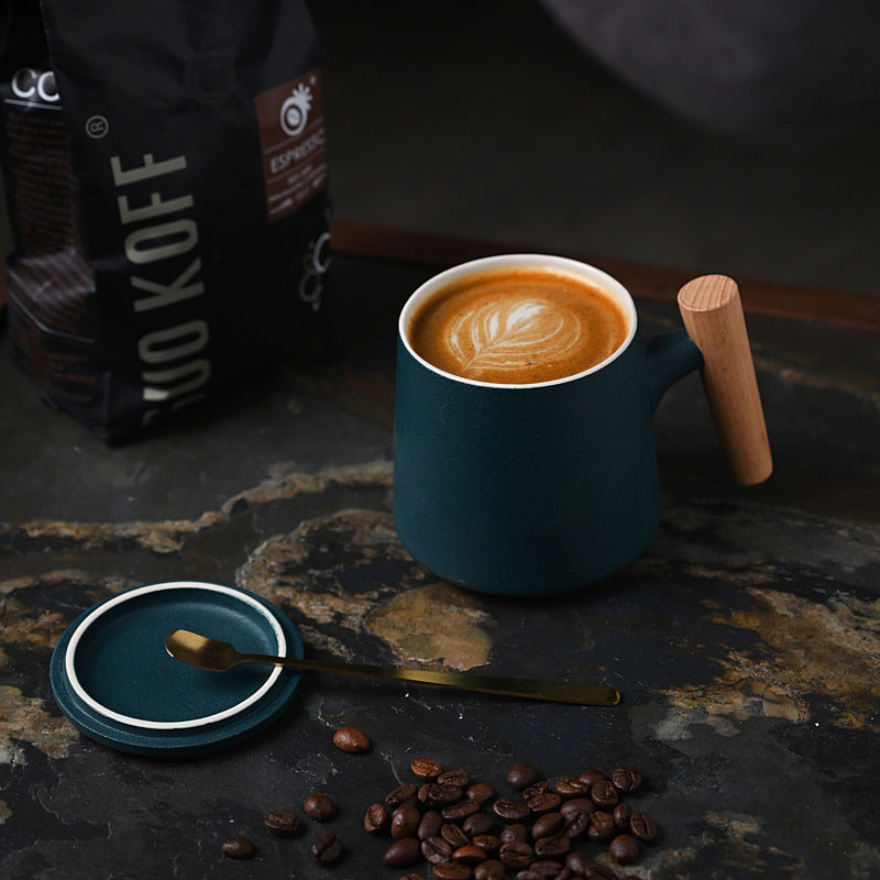 Ceramic Coffee Mug Set With Lid and Spoon - Various Sets