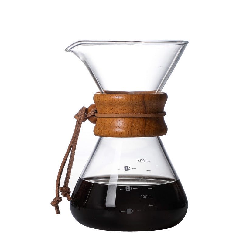 Hand Blown Glass Pour Over Coffee Brewer with Cork Handle - Various Sizes