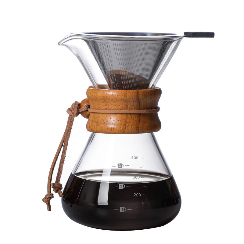Hand Blown Glass Pour Over Coffee Brewer with Cork Handle - Various Sizes