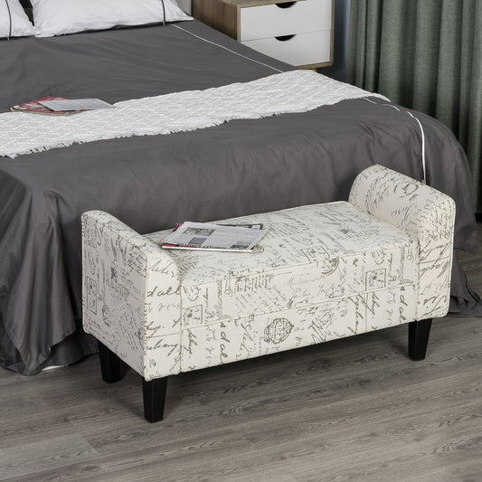 Arm Bench Seat with Scripted Upholstery