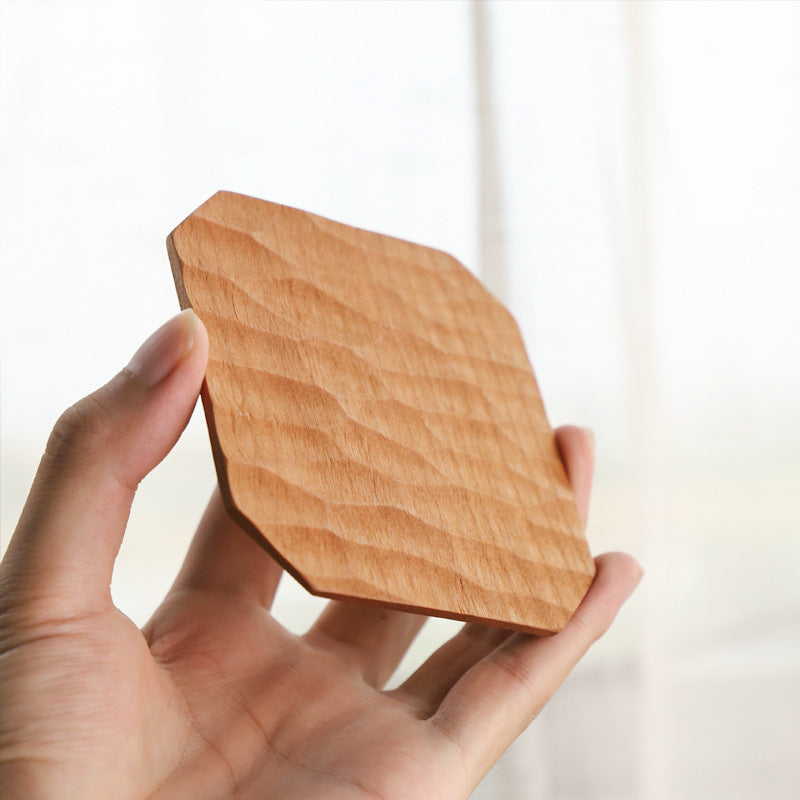 Solid Cherry Wood Hand Carved Coasters