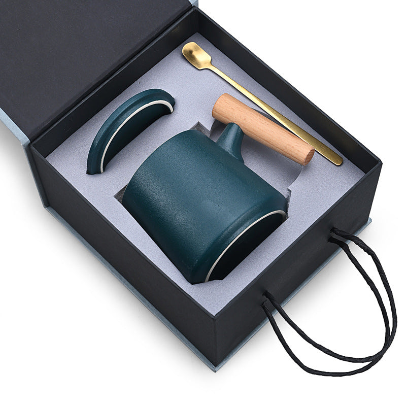 Ceramic Coffee Mug Set With Lid and Spoon - Various Sets