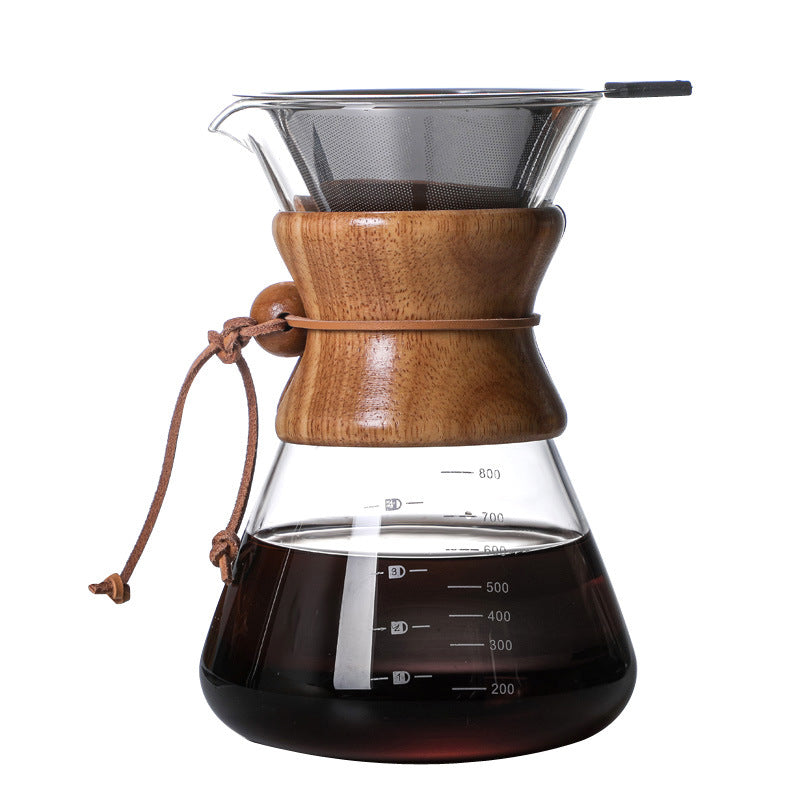 Hand Blown Glass Pour Over Coffee Brewer with Cork Handle - Various Sizes
