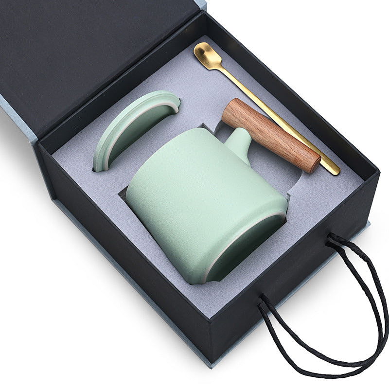 Ceramic Coffee Mug Set With Lid and Spoon - Various Sets