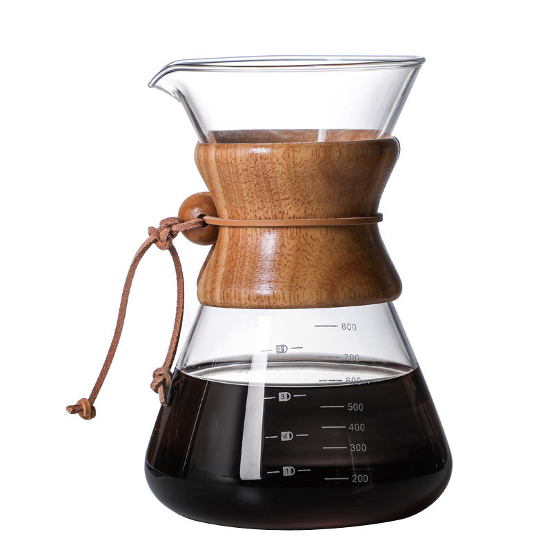 Hand Blown Glass Pour Over Coffee Brewer with Cork Handle - Various Sizes