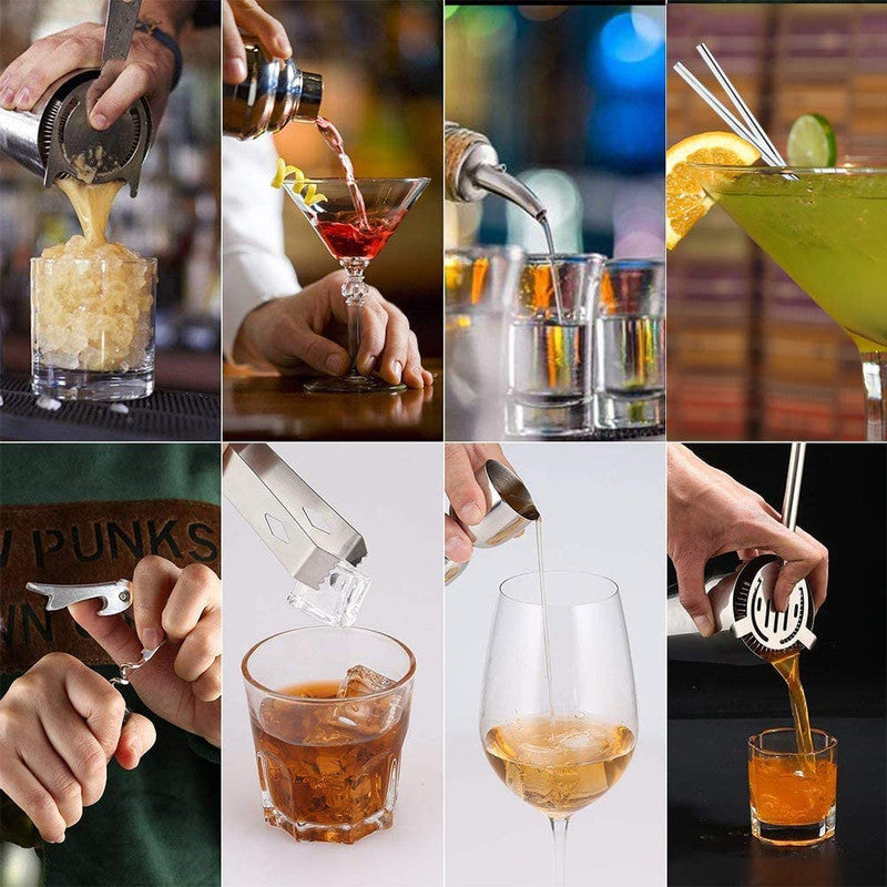 Elegant 13 Piece Cocktail Bar Set - Stainless