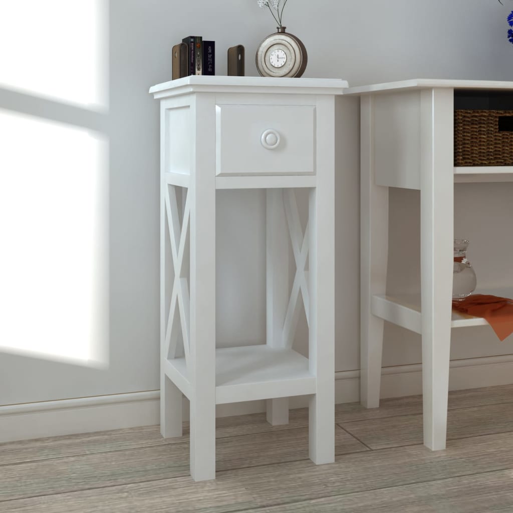 Elegant Wooden Side Table in White