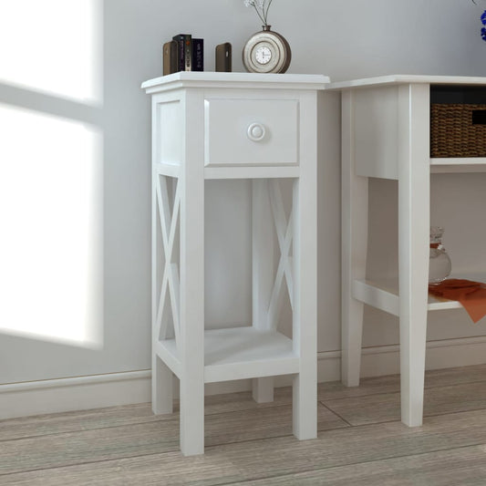 Elegant Wooden Side Table in White