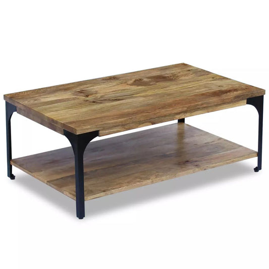 Solid Reclaimed Wood Coffee Table with Shelf