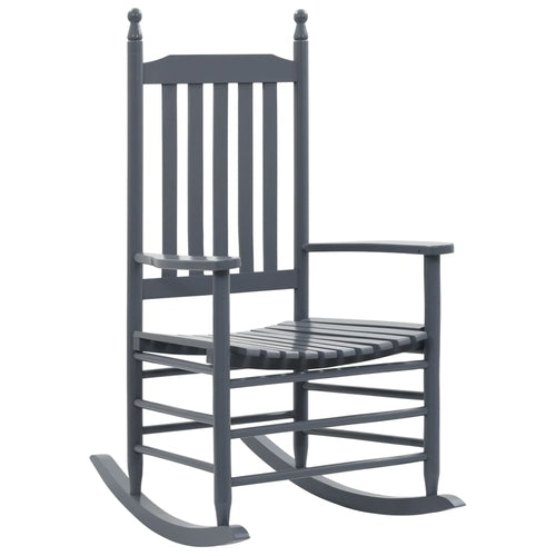 Rocking Chair with Curved Seat - Grey Poplar Wood