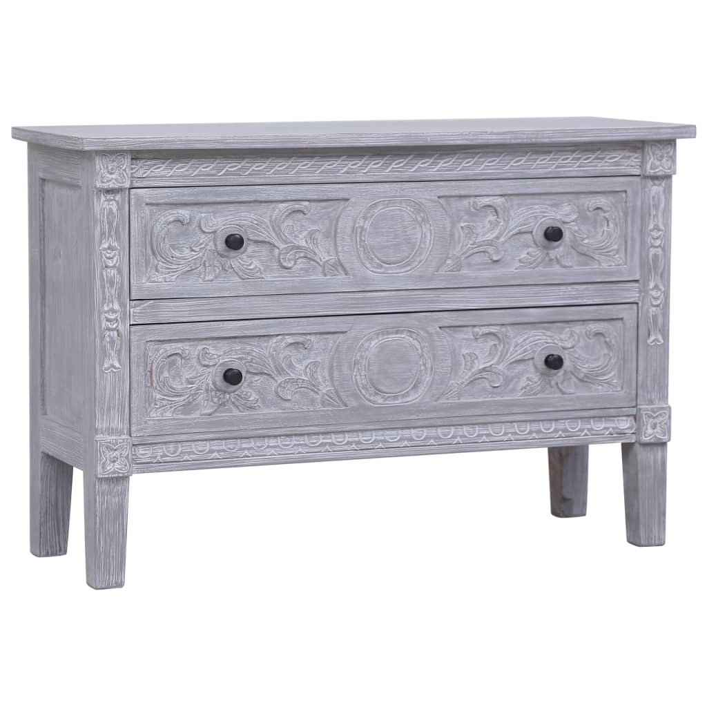 Carved Front Solid Mahogany Sideboard with 2 Drawers - Brown or Grey