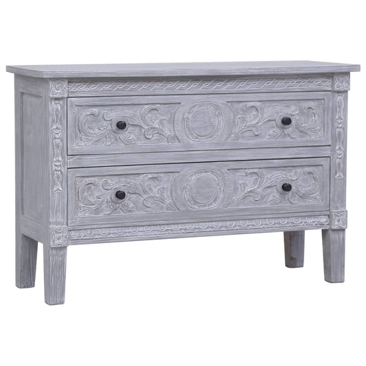 Carved Front Solid Mahogany Sideboard with 2 Drawers - Brown or Grey
