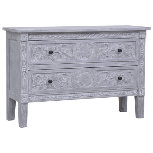 Carved Front Solid Mahogany Sideboard with 2 Drawers - Brown or Grey