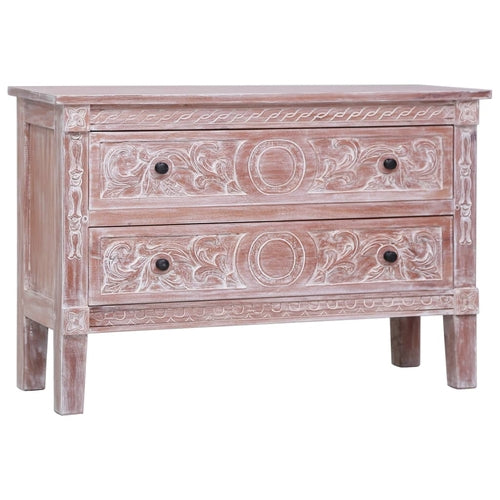 Carved Front Solid Mahogany Sideboard with 2 Drawers - Brown or Grey