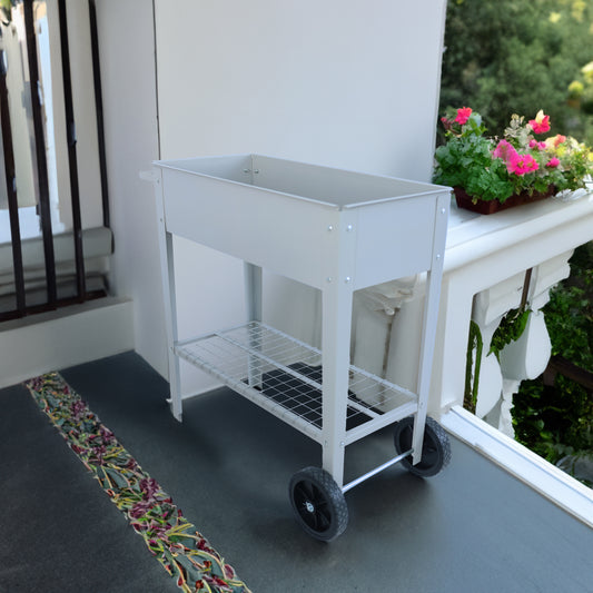 Versatile Metal Mobile Planter & Cold Drink Server- With legs and wheels