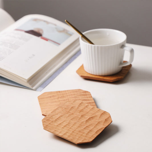 Solid Cherry Wood Hand Carved Coasters