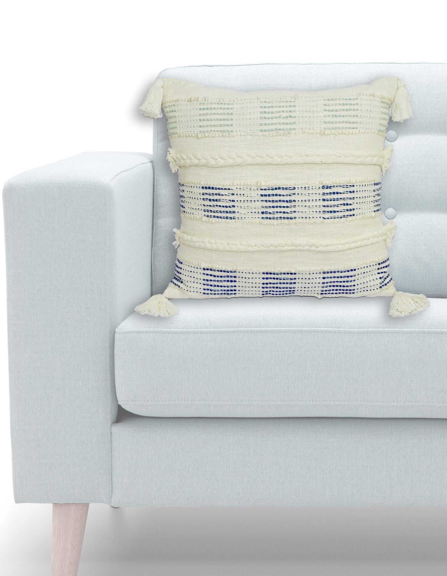 Casual Beach Style Throw Pillow - Blue & White