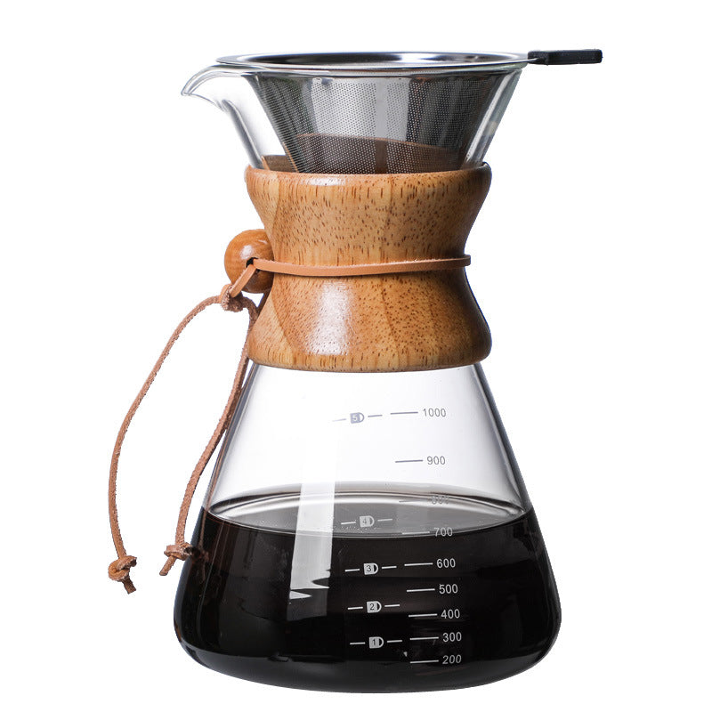 Hand Blown Glass Pour Over Coffee Brewer with Cork Handle - Various Sizes