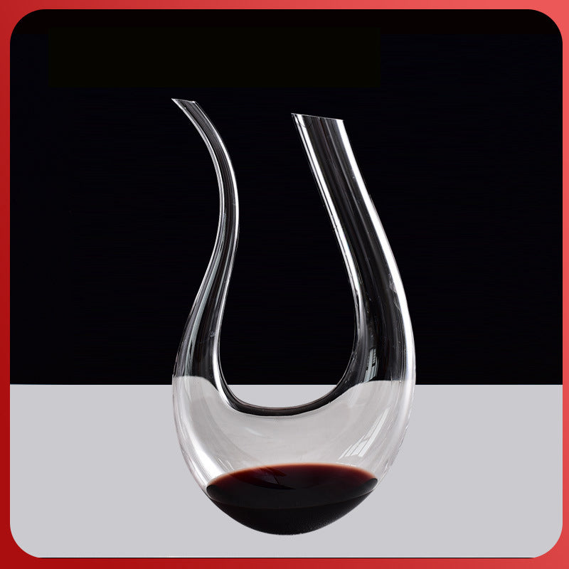 Elegant Hand Blown Clear Crystal U Shape Wine Decanter Set with 4 glasses - 1500ml