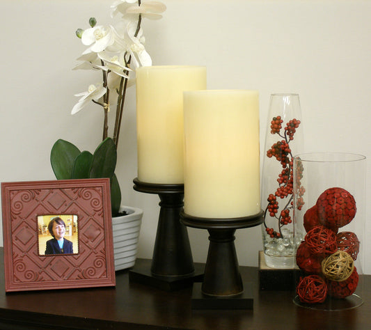 Flameless Flat Top Wax Pillar Candle - 3" x 6"
