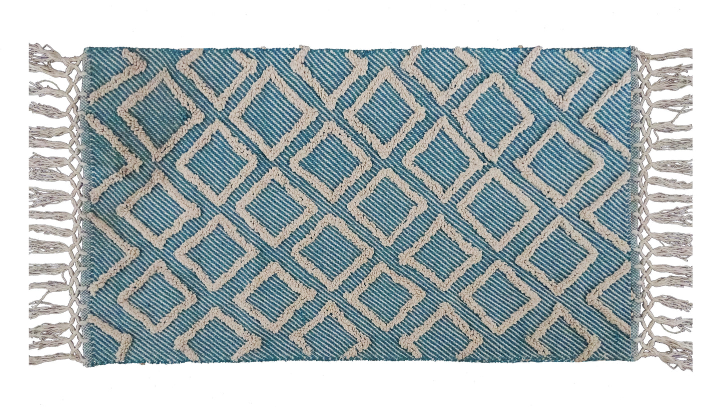 Accent Rug - Sky Blue Diamond Pattern - 25" x 45"