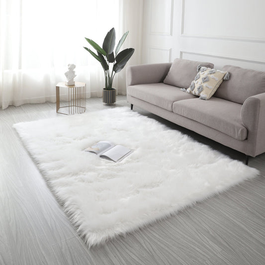 Ultra Soft Fluffy Faux Fur Area Rug - White - 3 Sizes