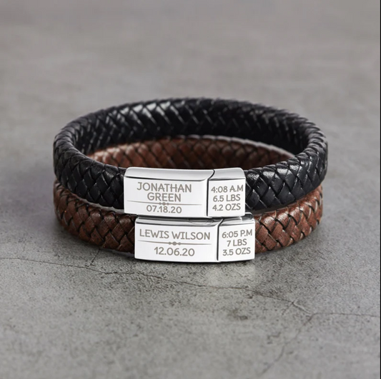 Leather Father/Grandfather Baby Bracelet - Customized