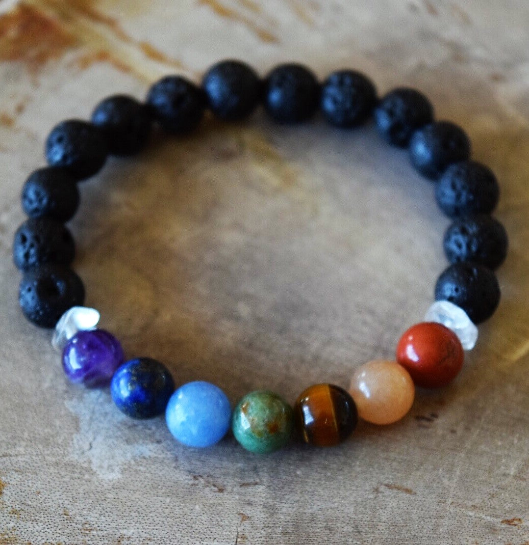 Chakra Diffuser Bracelet with Genuine Gemstones - Aromatherapy