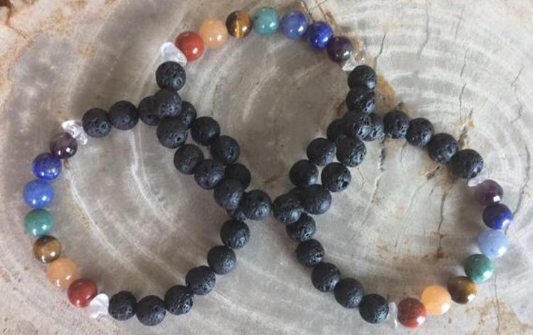 Chakra Diffuser Bracelet with Genuine Gemstones - Aromatherapy
