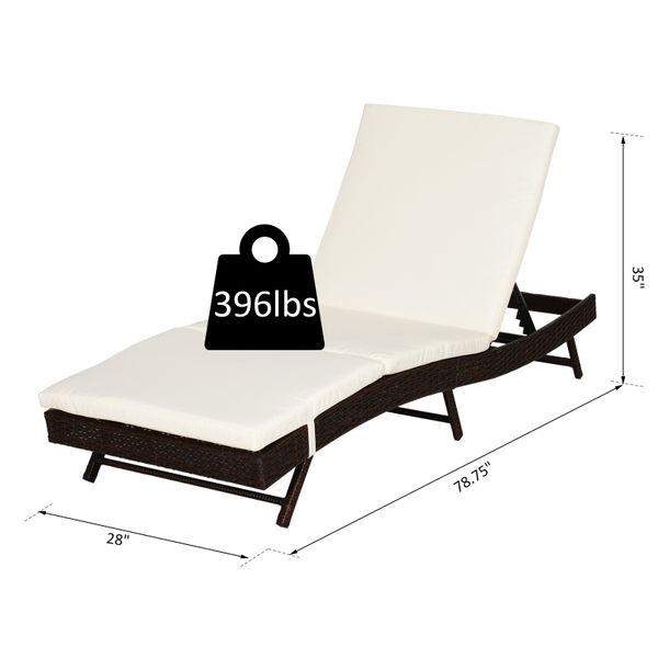 Adjustable Patio or Pool Wicker Chaise Lounge - Rattan
