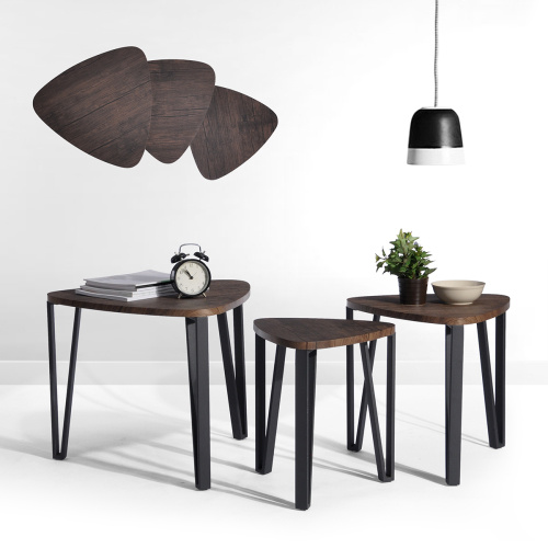 Nesting Triangle End Coffee Tables - Set of 3