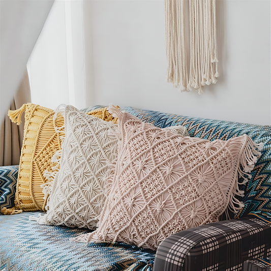 Handmade Cotton Macrame Soft Cushion Cover(Set-3)