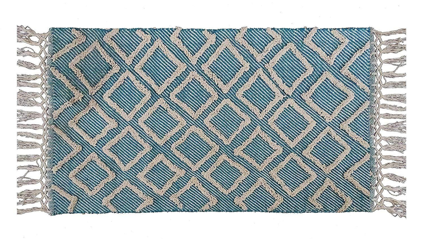Accent Rug - Sky Blue Diamond Pattern - 25" x 45"